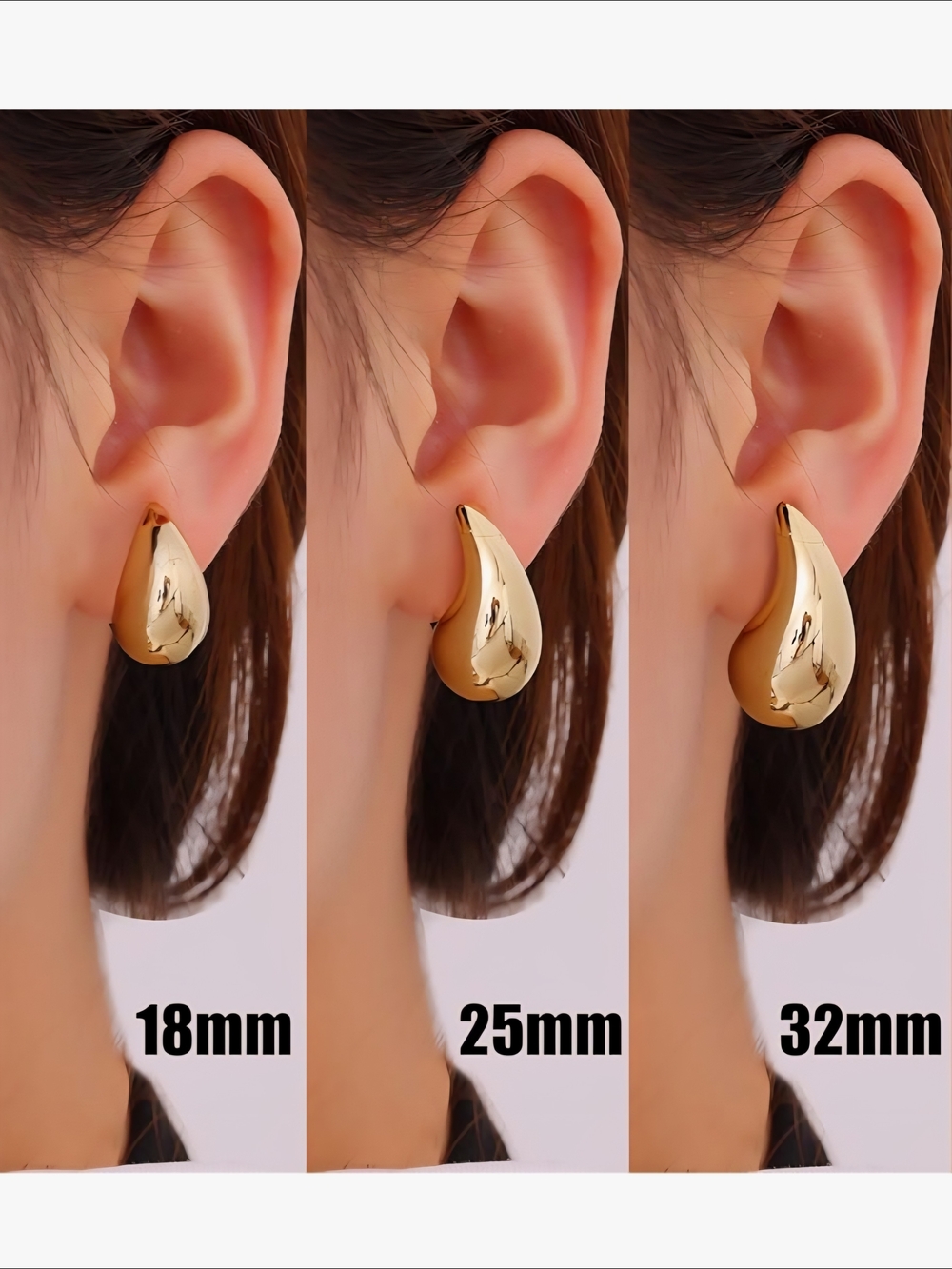 ⭐️14kt Gold-Plated Elegant Teardrop Chunky Statement Earrings (18mm/25mm/32mm)